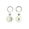 PU Leather Keyring AirTag Holders White